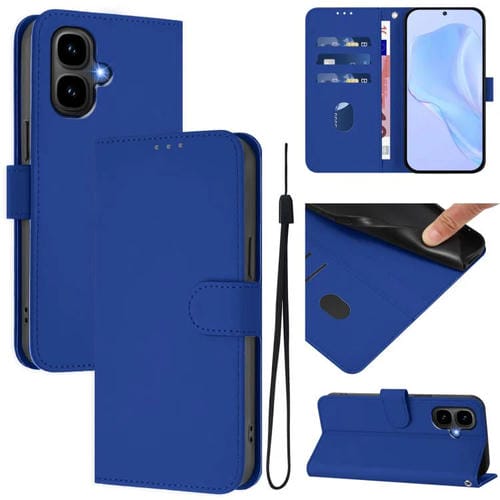 Funda de cuero con textura de piel y cordón para Infinix Smart 10 4G (azul oscuro)