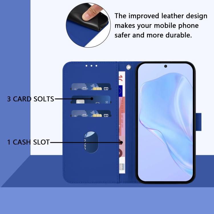 Funda de cuero con textura de piel y cordón para Infinix Smart 10 4G (azul oscuro)