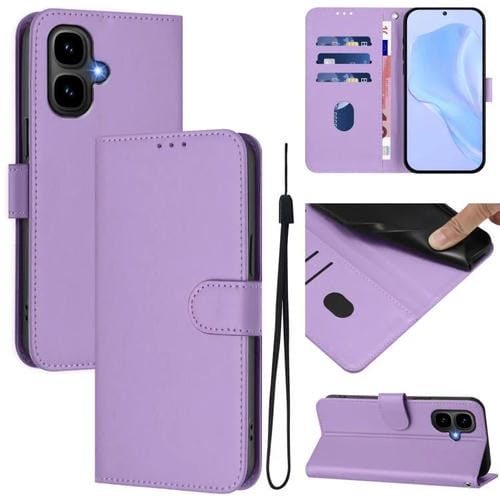 Funda de cuero con textura de piel y cordón para Infinix Smart 10 4G (morado lavanda)