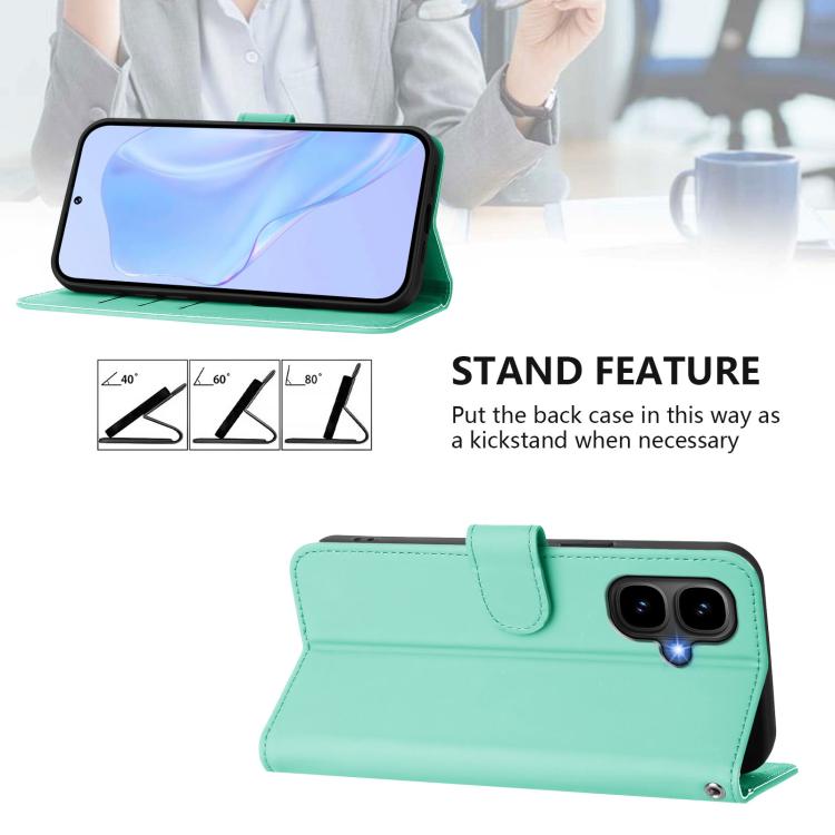 Funda de cuero con textura de piel y cordón para Infinix Smart 10 4G (verde menta)