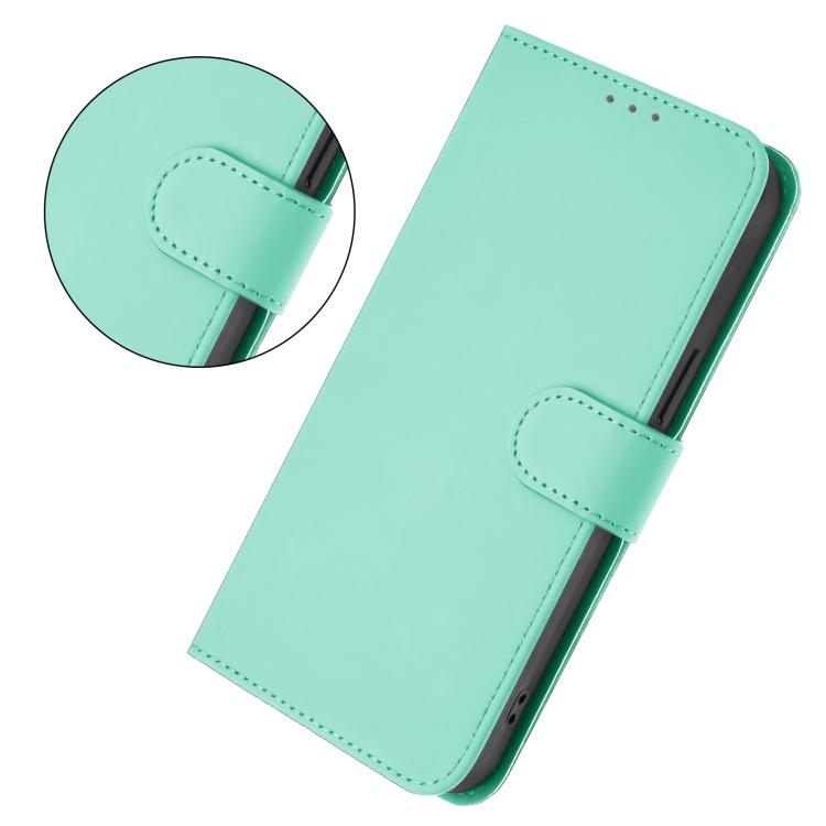 Funda de cuero con textura de piel y cordón para Infinix Smart 10 4G (verde menta)