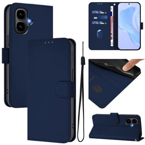 Funda de cuero con textura de piel y cordón para Infinix Smart 10 4G (azul marino)
