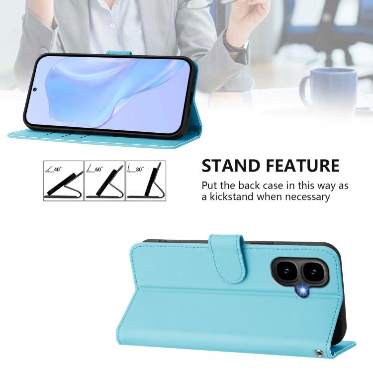 Funda de cuero con textura de piel y cordón para Infinix Smart 10 4G (azul cielo)