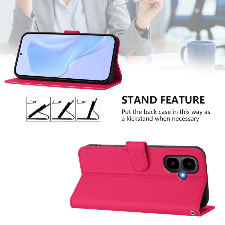 Funda de cuero con textura de piel y cordón para Infinix Smart 10 4G (rosa y rojo)