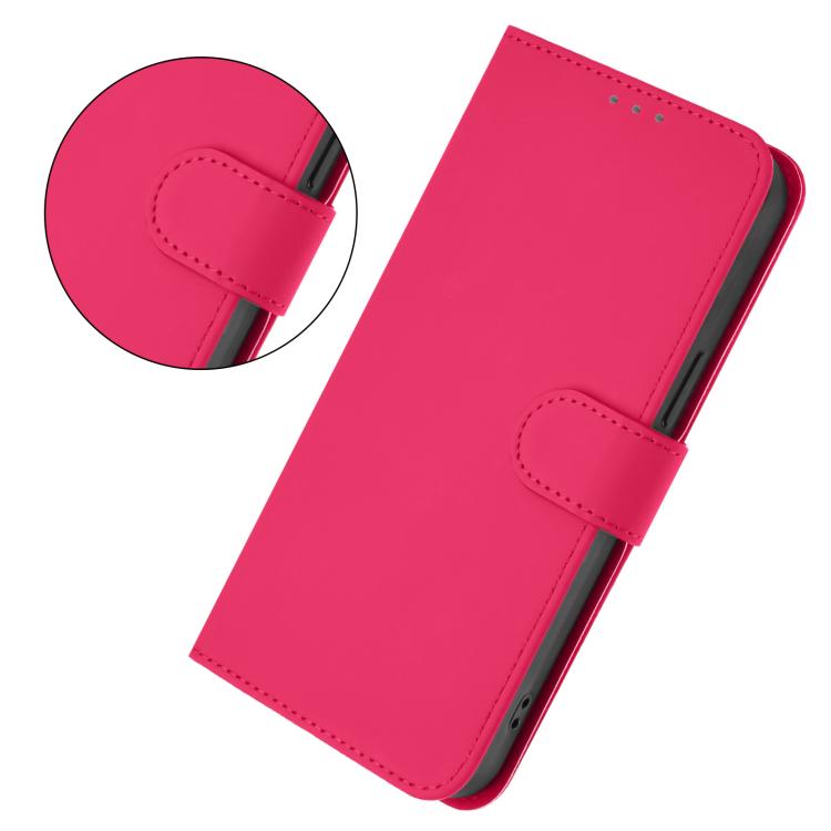 Funda de cuero con textura de piel y cordón para Infinix Smart 10 4G (rosa y rojo)