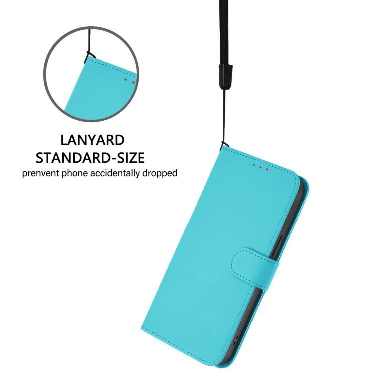 Funda de cuero con textura de piel y cordón para Infinix Smart 10 4G (azul lago)