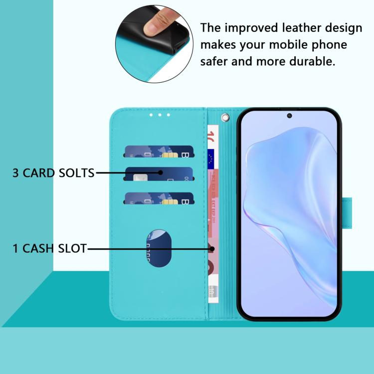 Funda de cuero con textura de piel y cordón para Infinix Smart 10 4G (azul lago)