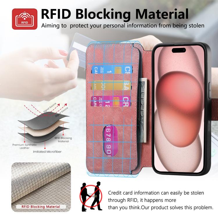 Funda de Cuero Retro Antirrobo con Rfid y Magsafe para iPhone 16E (Rosa)