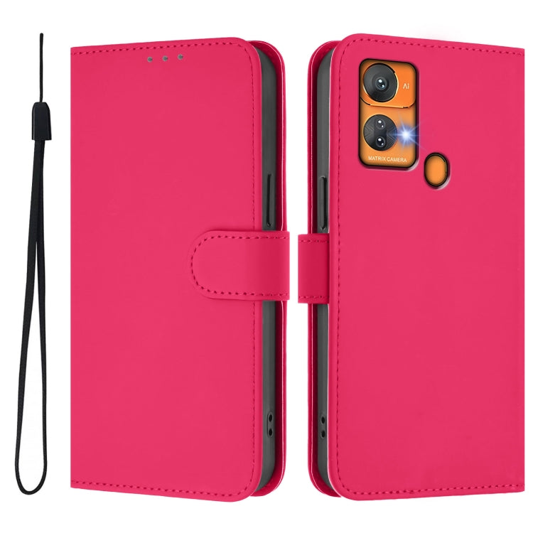 Funda de Piel Sintética con Cordón para Teléfono Oukitel C33 (Rosa y Rojo)