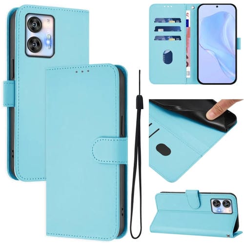 Funda de Piel Sintética con Cordón para Teléfono Oukitel C35 (Azul Cielo)