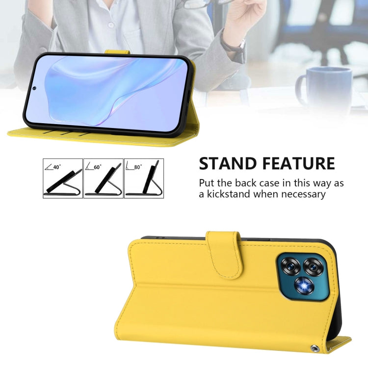 Funda de Piel Sintética con Cordón para Teléfono Oukitel C53 (Amarillo Limón)