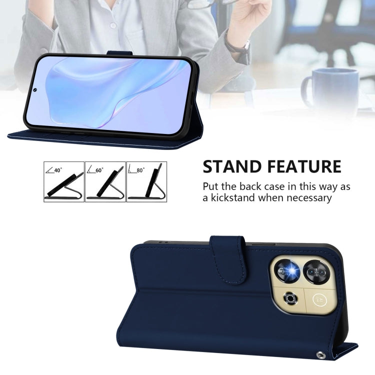 Funda Piel Sintética con Cordón para Oukitel C57S (Azul Marino)
