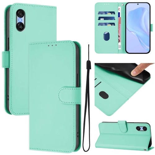 Funda Piel Sintética Sony Xperia 10 Vi (2024) con Cordón (Verde Menta)