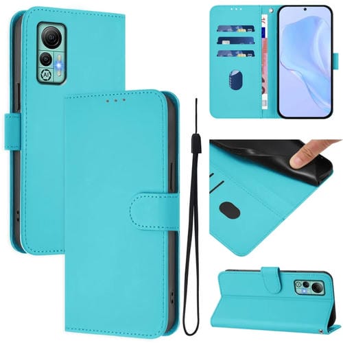 Funda de Piel con Cordón para Ulefone Note 14 Tacto Piel (Azul Lago)