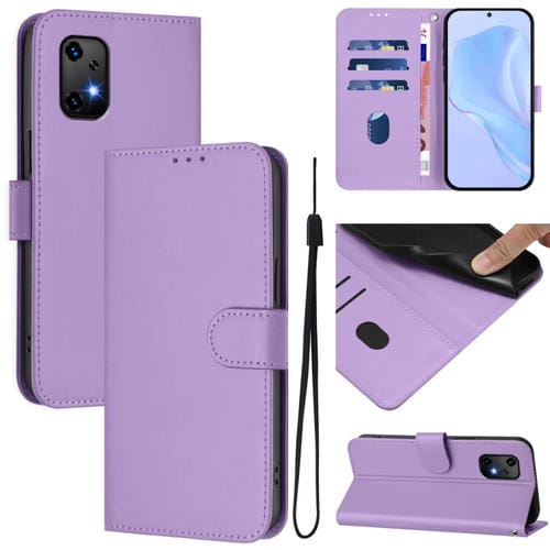 Funda de Piel Sintética con Cordón para Umidigi Bison X20 con Tacto Suave (Morado Lavanda)