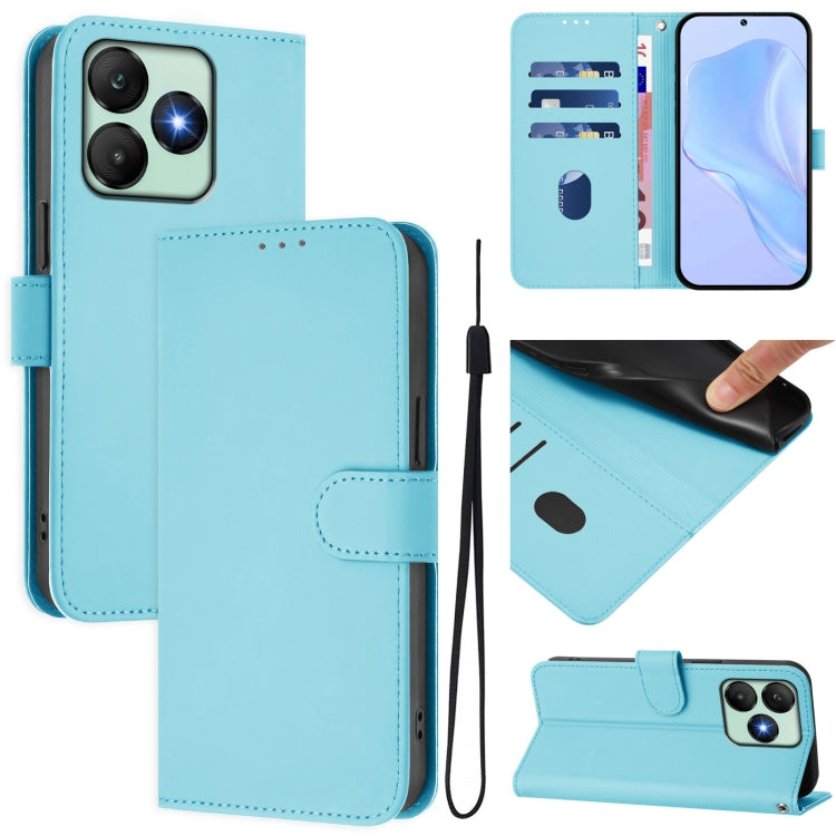 Funda de Piel con Cordón para Teléfono Wiko T20 Skin Feel (Azul Cielo)