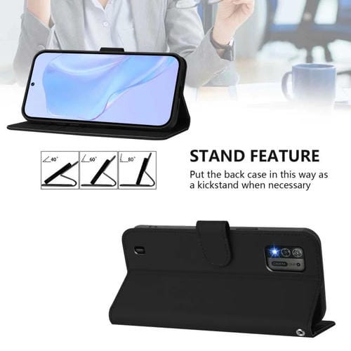 Funda de piel sintética con cordón para ZTE Blade A52 Lite (negro)