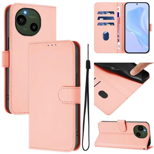 Funda de Piel Sintética con Cordón para Teléfono Sharp Aquos R9/Sh-51E (Rosa)