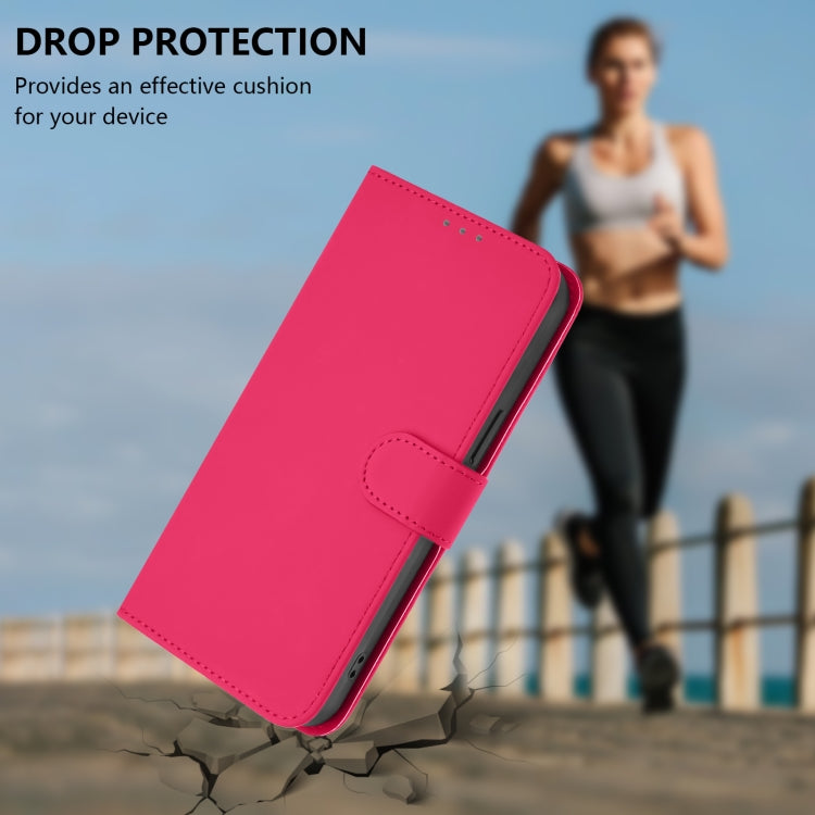 Funda de Piel para iPhone 16E con Cordón Tacto Suave (Rosa y Rojo)