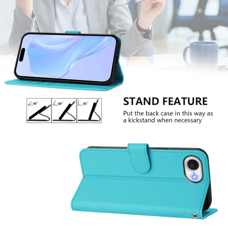 Funda de Piel para iPhone 16E con Cordón (Azul Lago)