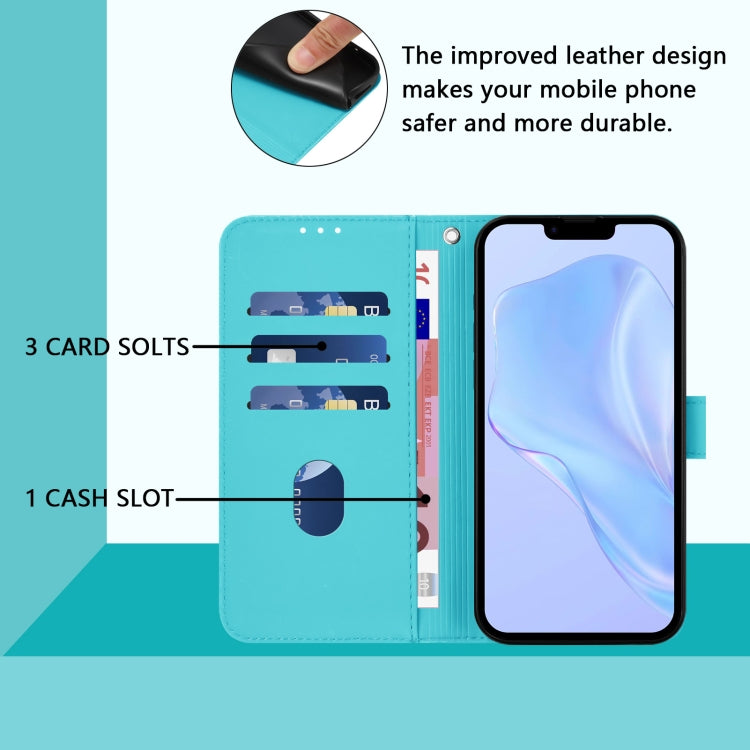 Funda de Piel para iPhone 16E con Cordón (Azul Lago)