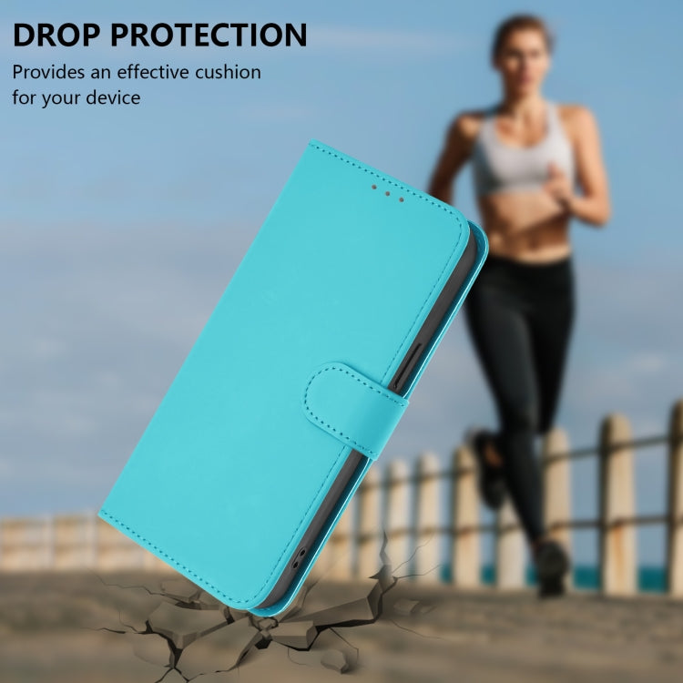 Funda de Piel para iPhone 16E con Cordón (Azul Lago)