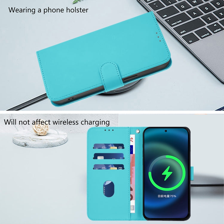 Funda de Piel para iPhone 16E con Cordón (Azul Lago)