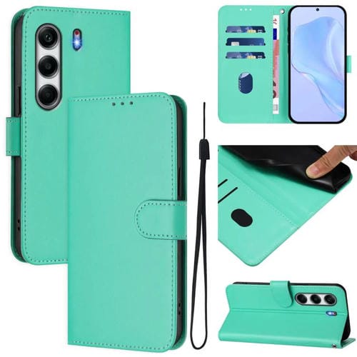 Funda de Piel Sintética con Cordón para Tecno Camon 40 4G (Verde)