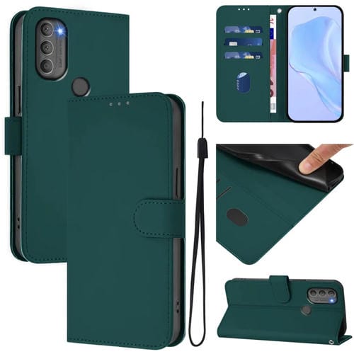 Funda de Piel Sintética con Cordón para Motorola Moto G71 5G (Verde Oscuro)