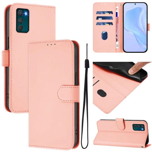 Funda Piel Sintética con Cordón para Motorola Moto G42 4G (Rosa)