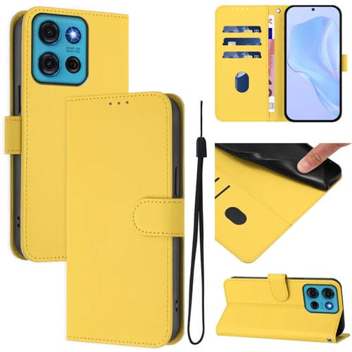 Funda Piel Sintética con Cordón Motorola Moto G75 5G (Amarillo Limón)