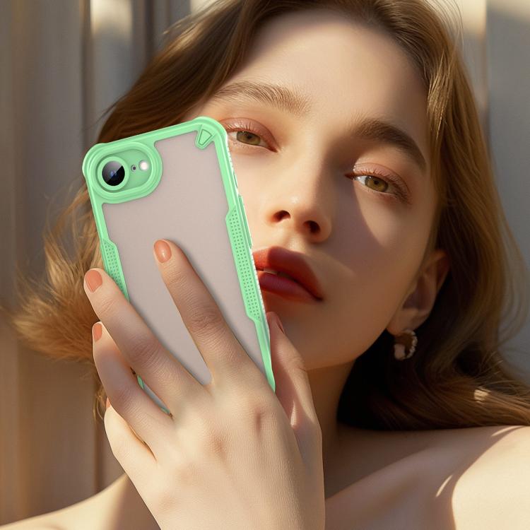 Funda híbrida TPU y PC iPhone 16E Protección Glaseada (Verde)