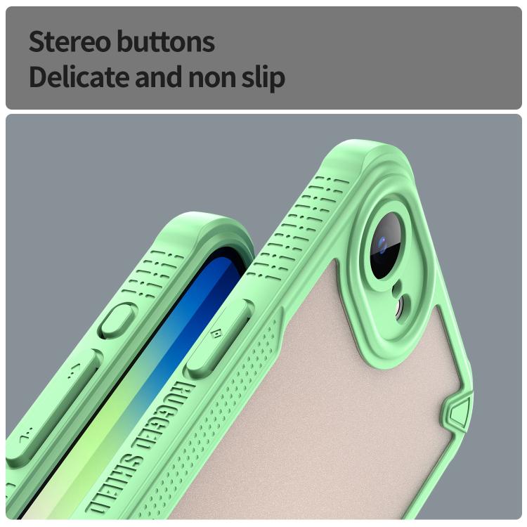 Funda híbrida TPU y PC iPhone 16E Protección Glaseada (Verde)