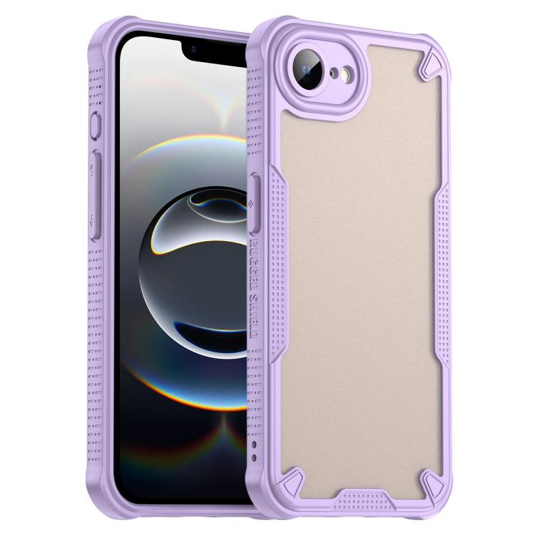 Funda híbrida TPU y PC iPhone 16E Protección Glaseada (Morado)