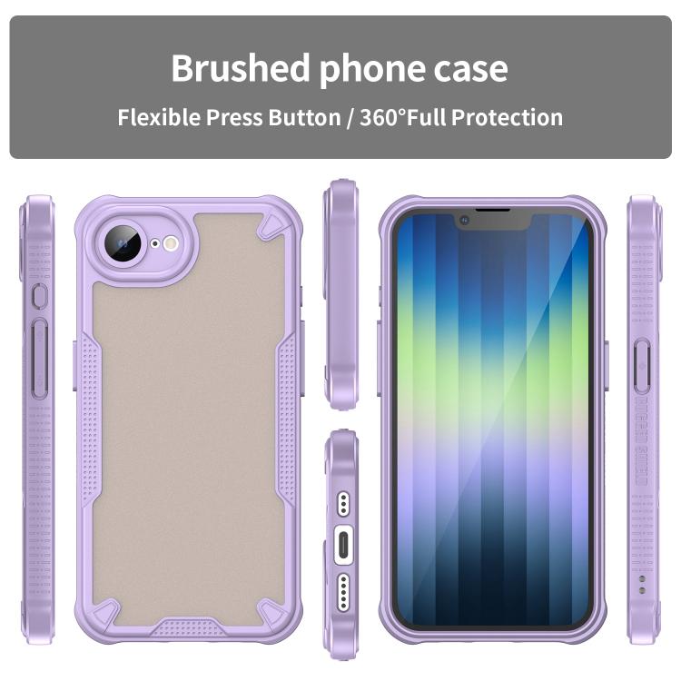 Funda híbrida TPU y PC iPhone 16E Protección Glaseada (Morado)