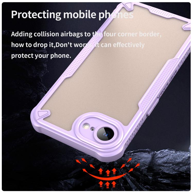 Funda híbrida TPU y PC iPhone 16E Protección Glaseada (Morado)