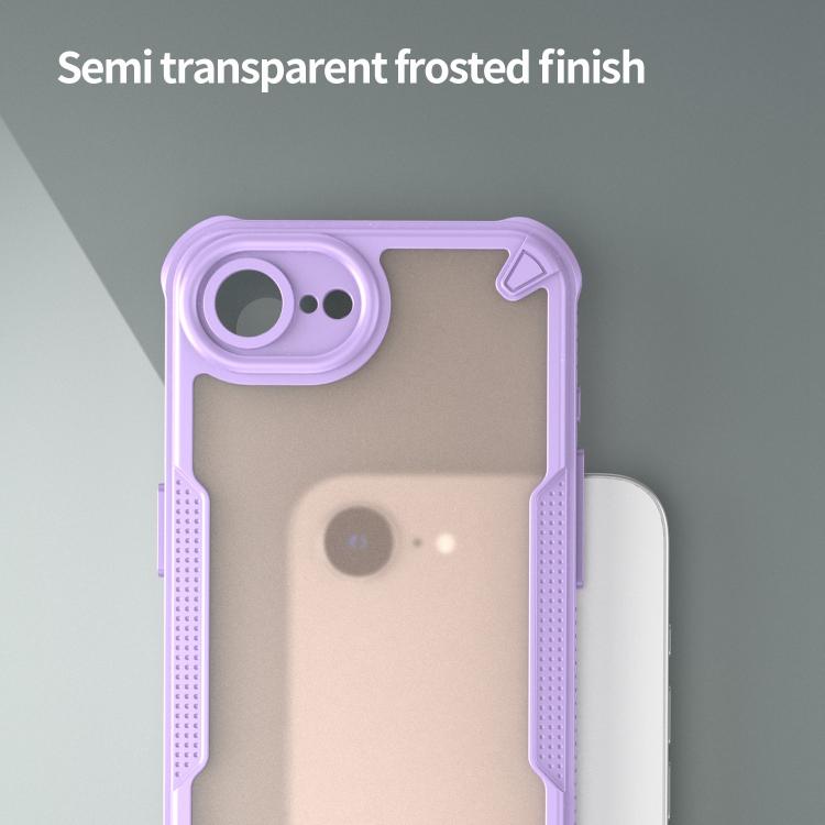 Funda híbrida TPU y PC iPhone 16E Protección Glaseada (Morado)