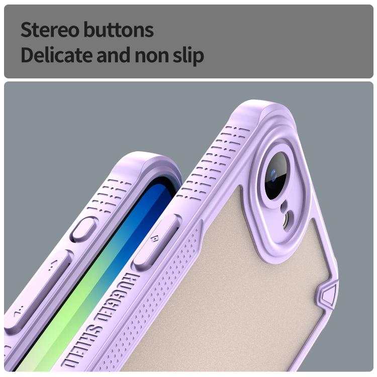 Funda híbrida TPU y PC iPhone 16E Protección Glaseada (Morado)