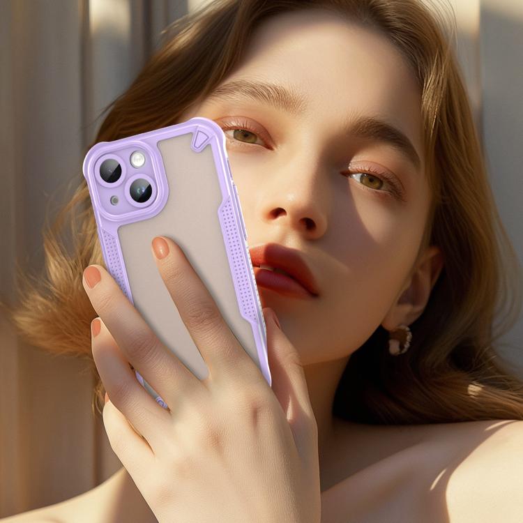 Funda híbrida TPU y PC iPhone 13 Mini Protección Glaseada (Morado)