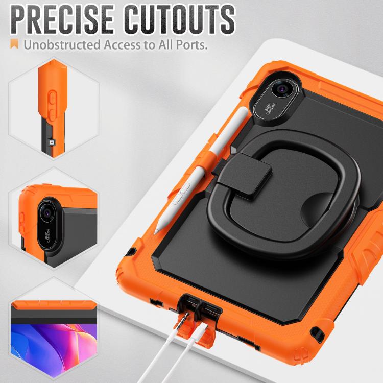 Funda híbrida de silicona tipo D para Xiaomi Redmi Pad 2, con asa y soporte (naranja)