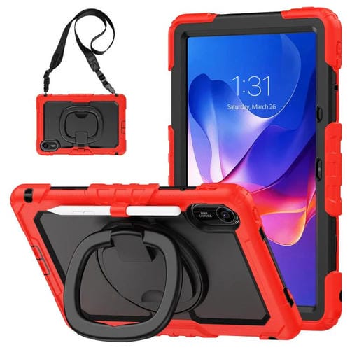 Funda híbrida de silicona tipo D para Xiaomi Redmi Pad 2, con asa y soporte (roja)