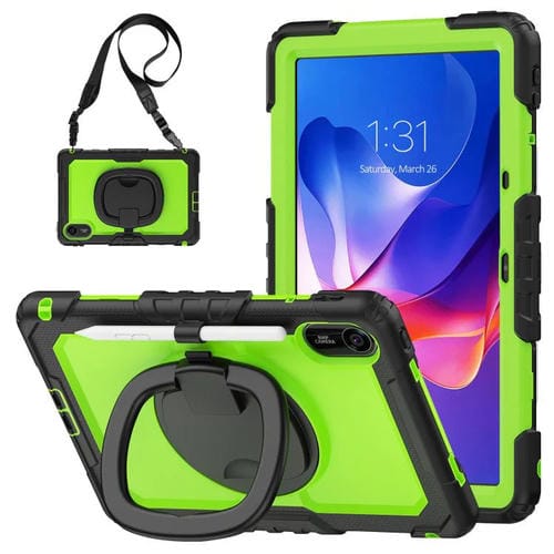 Funda híbrida de silicona tipo D para Xiaomi Redmi Pad 2, con asa y soporte (PC amarillo-verde)