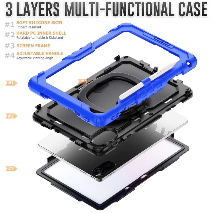 Funda híbrida de silicona tipo D para Xiaomi Redmi Pad 2, con asa y soporte (azul)