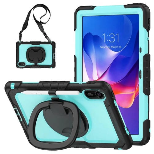 Funda híbrida de silicona tipo D para Xiaomi Redmi Pad 2, con asa y soporte (PC azul claro)