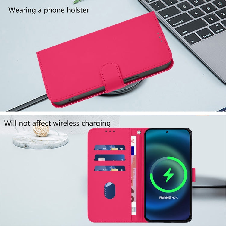 Funda de Piel para Huawei Nova 12I 4G con Cordón (Rosa Rojo)