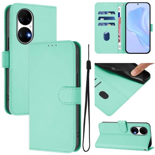Funda de Piel con Cordón para Huawei P50 Skin Feel (Verde Menta)