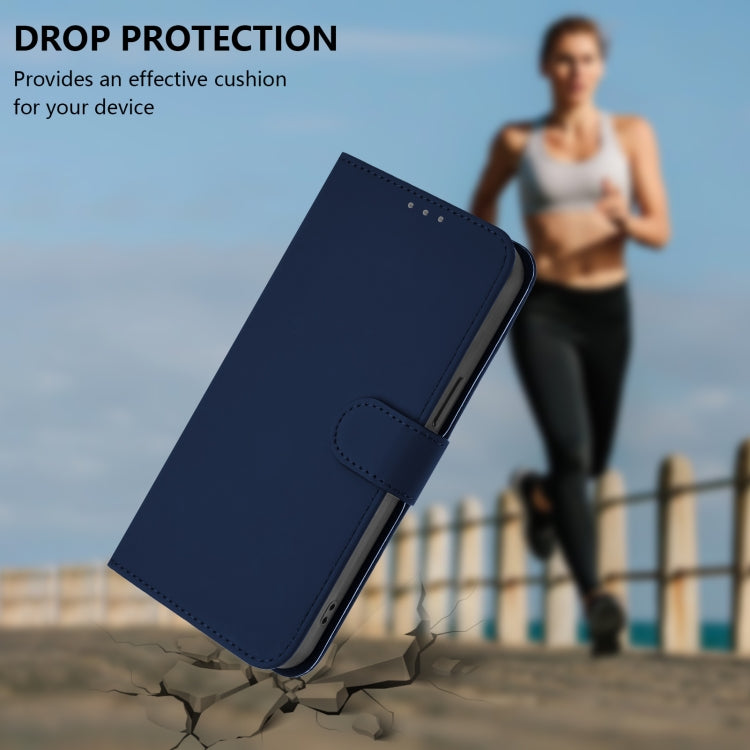 Funda de Cuero con Cordón para Huawei Enjoy 50 Pro 4G y Nova Y90 con Tacto de Piel (Azul Marino)