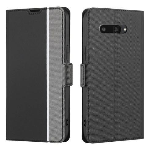 Funda de Cuero para Kyocera Digno Sx4 5G con Textura de Sarga y Botones Laterales (Negro)