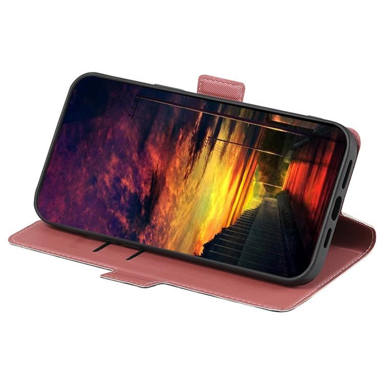 Funda de cuero con textura de sarga y botones laterales para Samsung Galaxy F06 5G (rosa)