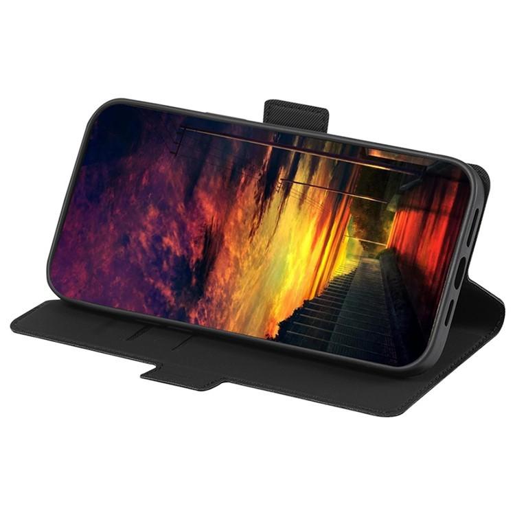 Funda de cuero con textura de sarga y botones laterales para Samsung Galaxy Xcover 7 Pro 5G (negra)